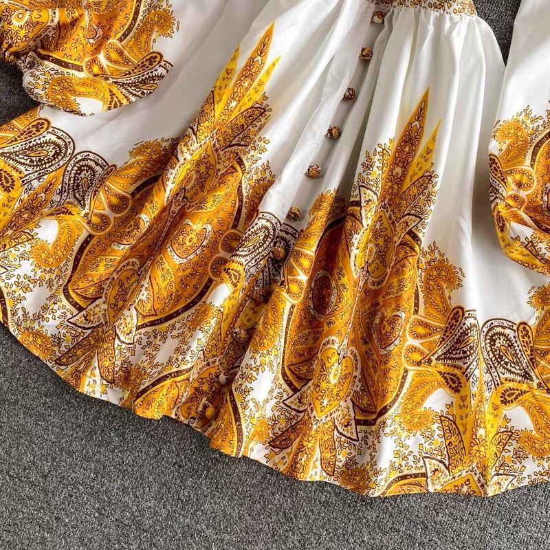 Gresse Floral Dress In Yellow - Image 3