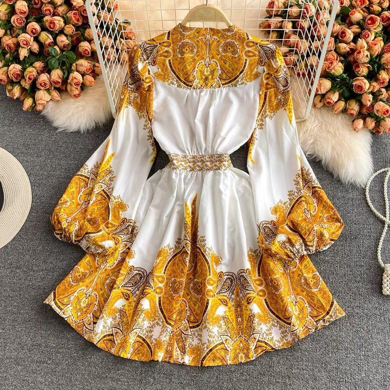 Gresse Floral Dress In Yellow - Image 4