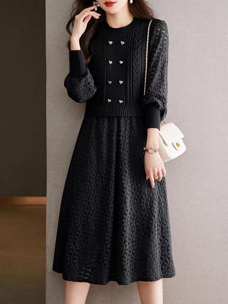 Mariana Vintage Hollow out Midi Dress In Beige - Image 3