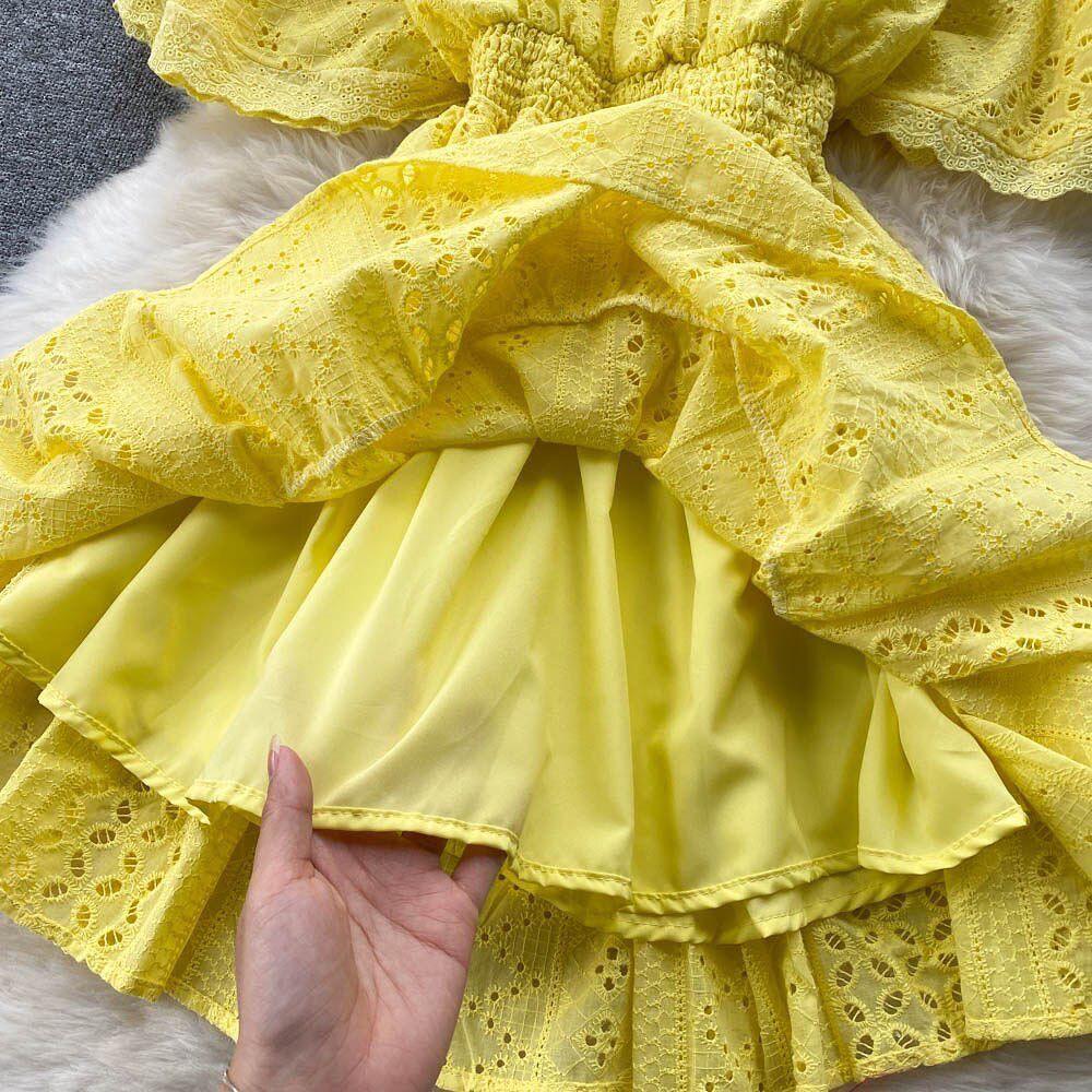 Pepe Eyelet Dress In Yellow - Image 6