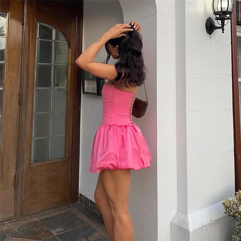 Samantha Halterneck Balloon Dress In Pink - Image 3