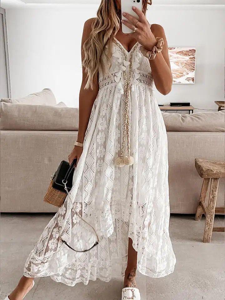 Semenna Lace Patchwork Dress InåÊWhite - Image 4